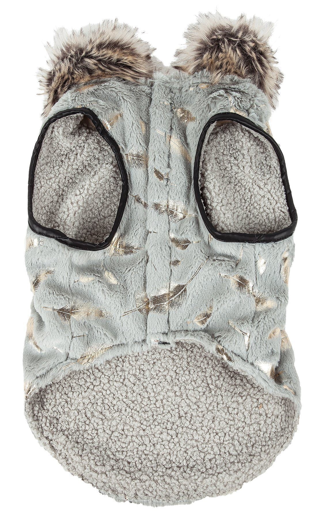 Pet Life Luxe Gold-Wagger Gold-Leaf Fashion Designer Fur Dog Coat
