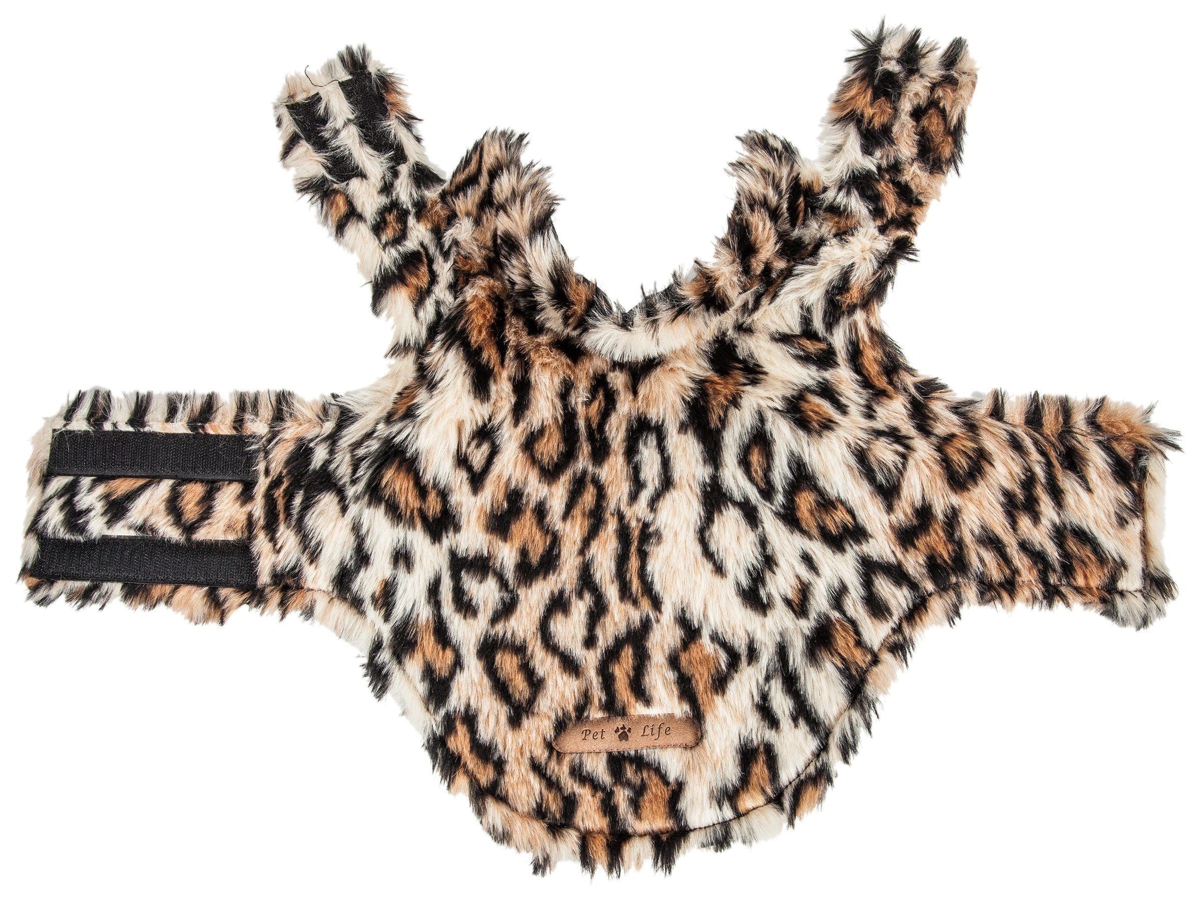 Pet Life ®  Luxe Lab-Pard Dazzling Leopard Patterned Mink Fur Dog Coat