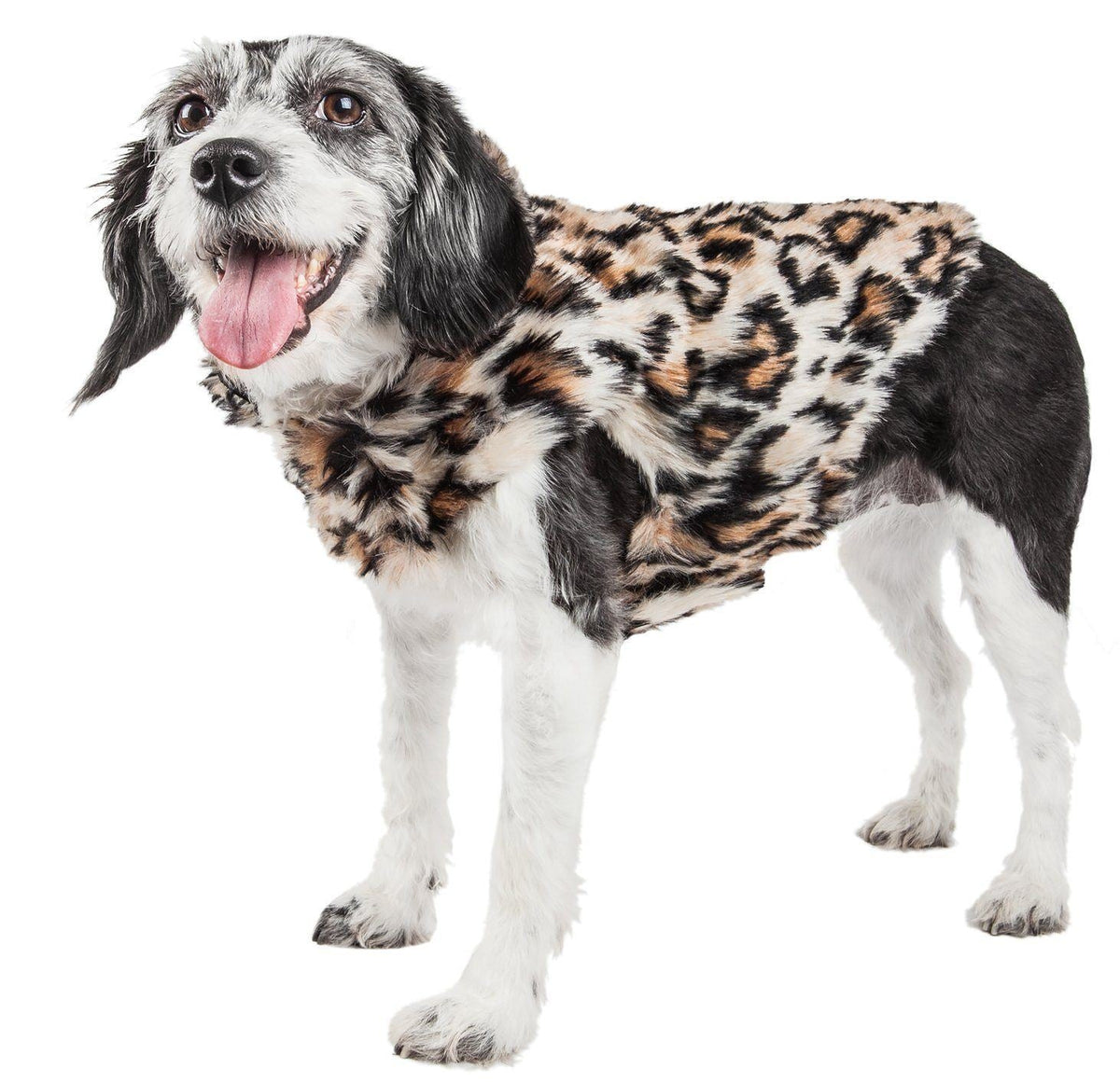 Pet Life ®  Luxe Lab-Pard Dazzling Leopard Patterned Mink Fur Dog Coat