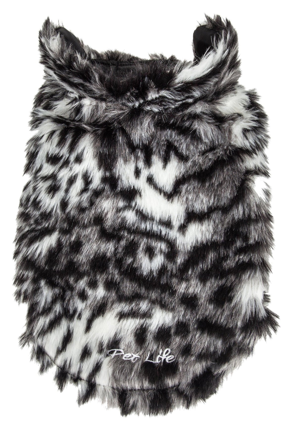 Pet Life Luxe Paw Dropping Designer Gray-Scale Tiger Pattern Mink Fur Dog Coat