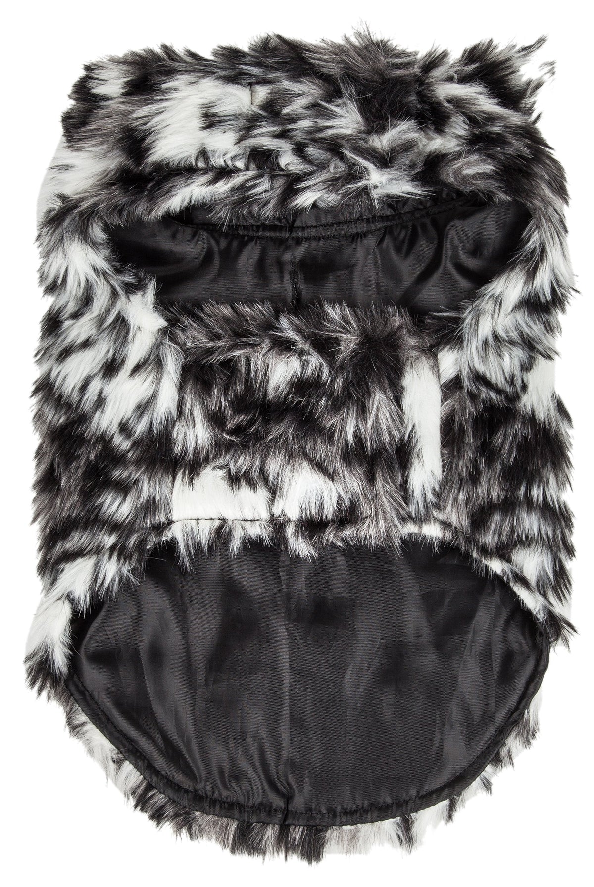 Pet Life Luxe Paw Dropping Designer Gray-Scale Tiger Pattern Mink Fur Dog Coat