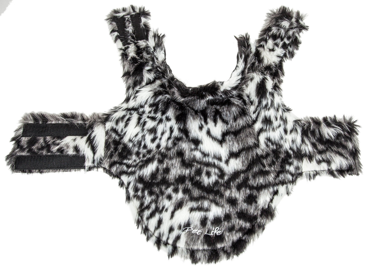 Pet Life Luxe Paw Dropping Designer Gray-Scale Tiger Pattern Mink Fur Dog Coat