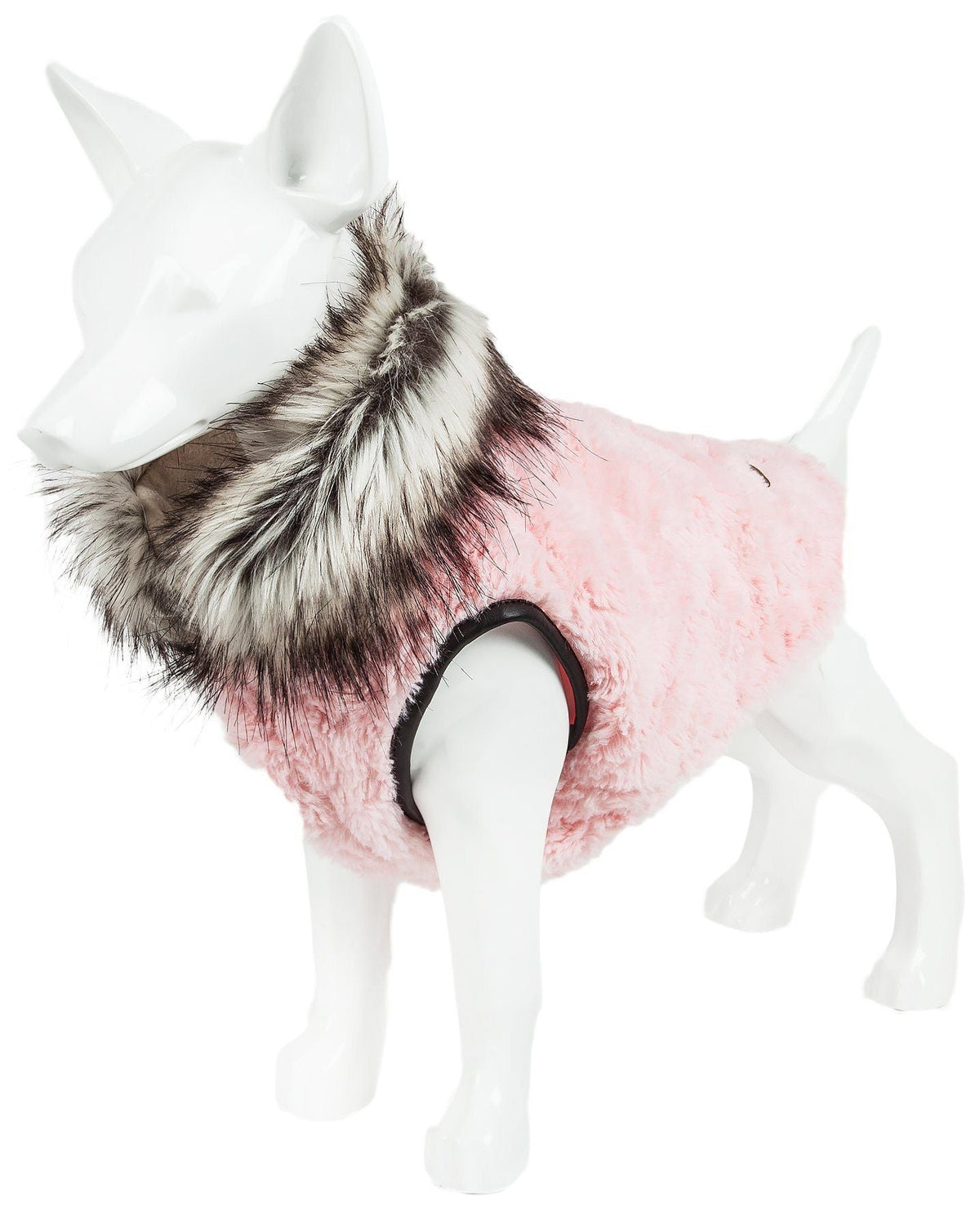 Pet Life Luxe Pinkachew Charming Fashion Mink Fur Dog Coat