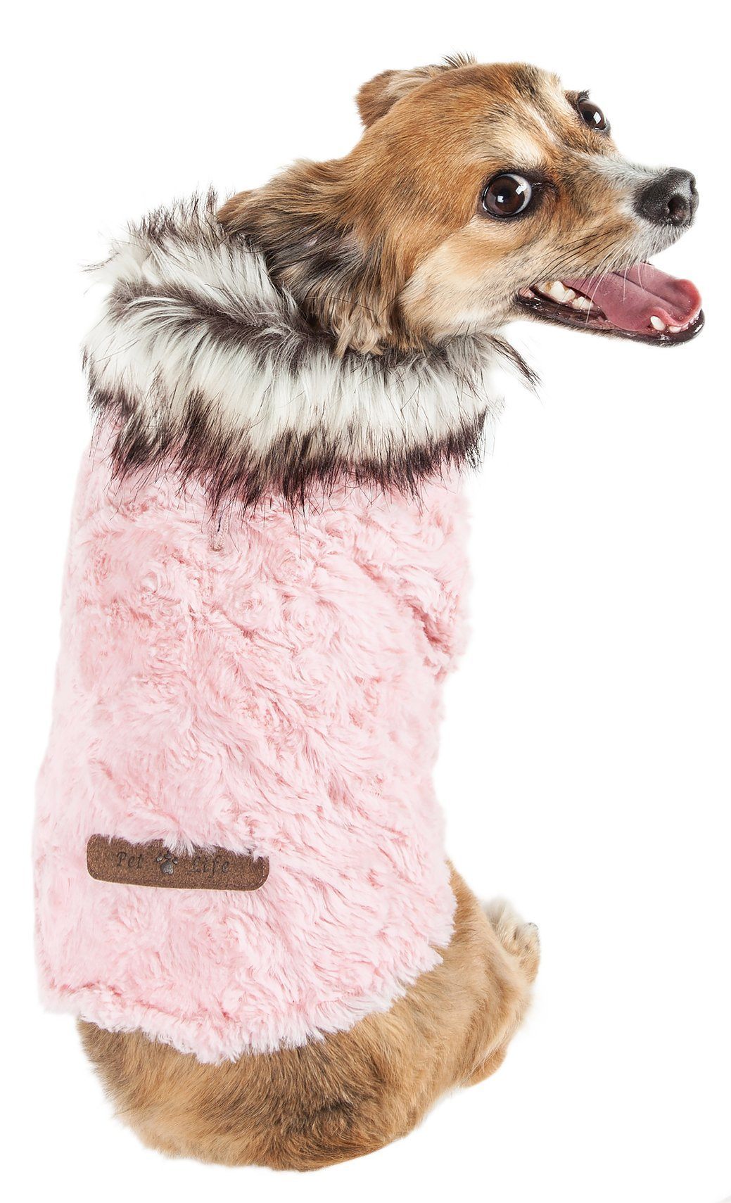 Pet Life Luxe Pinkachew Charming Fashion Mink Fur Dog Coat