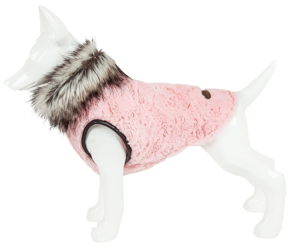 Pet Life Luxe Pinkachew Charming Fashion Mink Fur Dog Coat