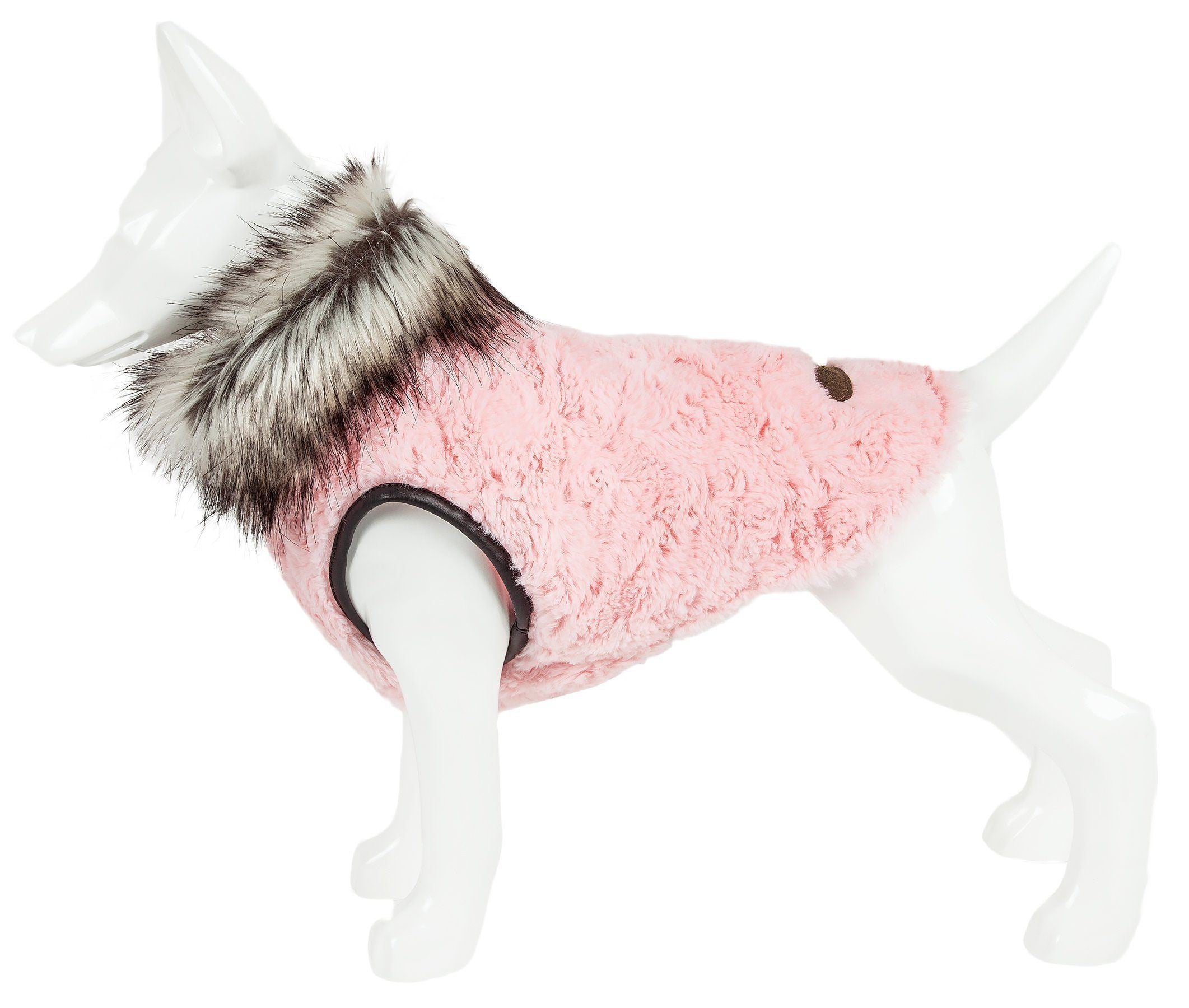 Pet Life Luxe Pinkachew Charming Fashion Mink Fur Dog Coat