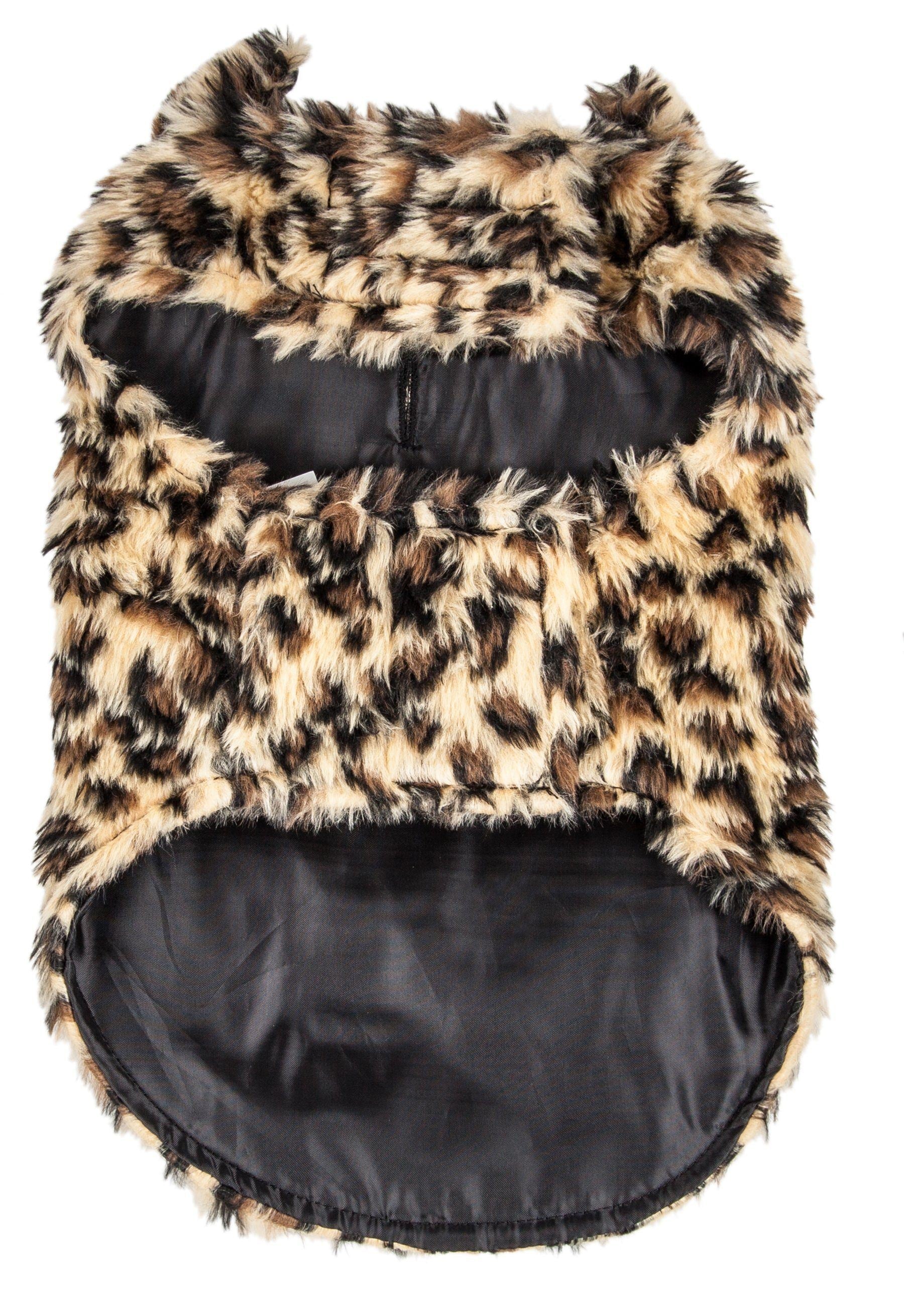 Pet Life ®  Luxe Poocheetah Cheetah-Spotted Designer Mink Fur Dog Coat