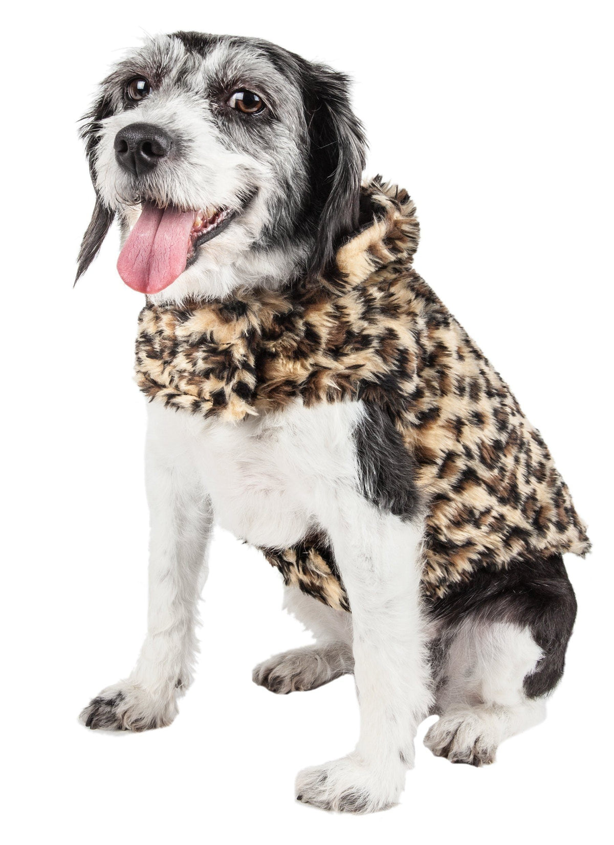 Pet Life Luxe Poocheetah Cheetah-Spotted Designer Mink Fur Dog Coat