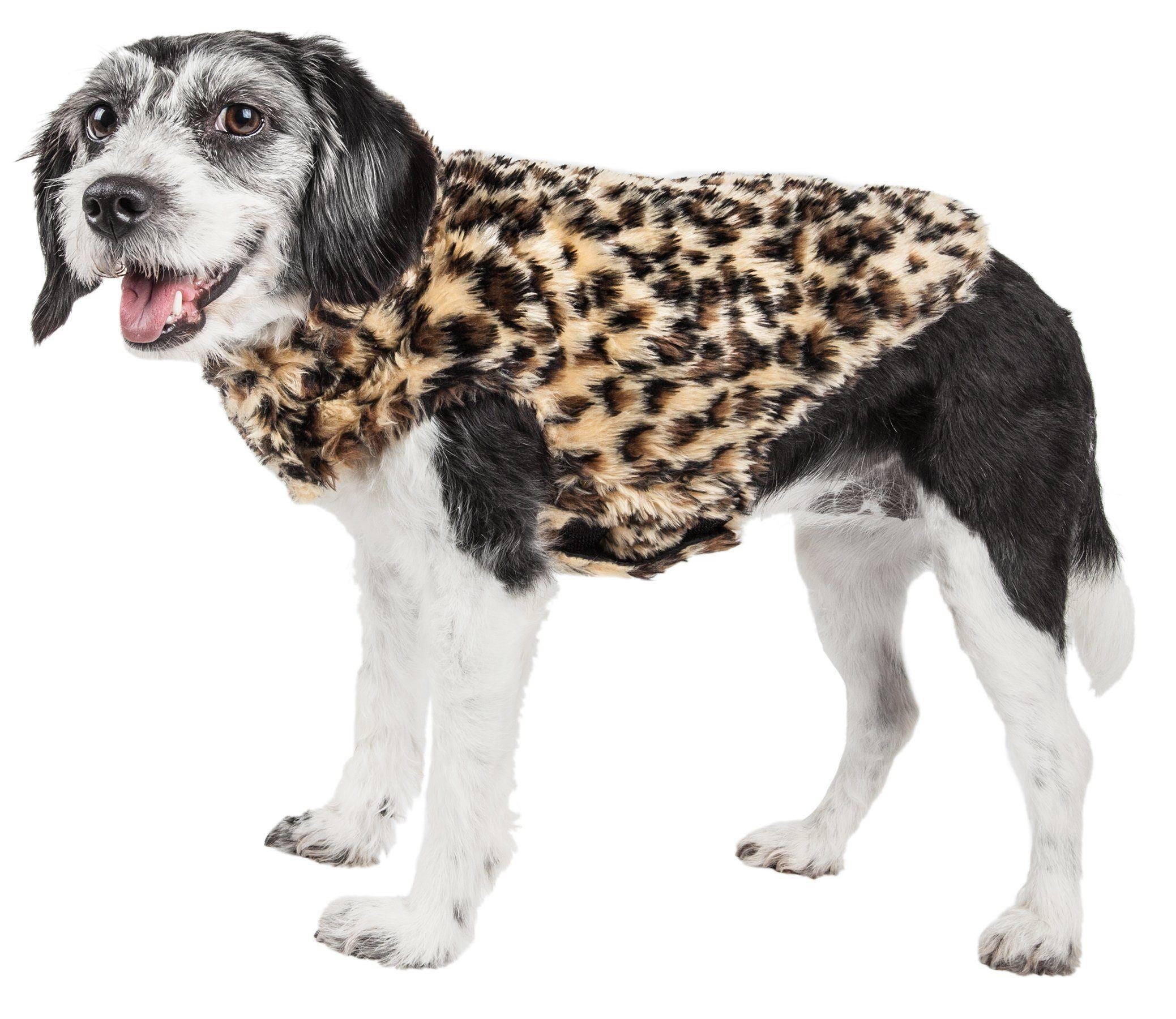 Pet Life ®  Luxe Poocheetah Cheetah-Spotted Designer Mink Fur Dog Coat