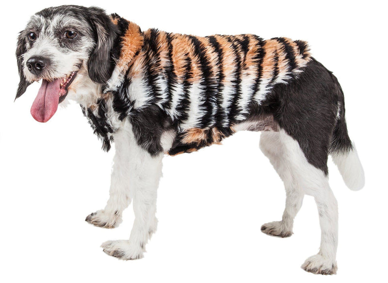 Pet Life Luxe Tigerbone Tiger-Patterned Mink Fashion Fur Dog Jacket