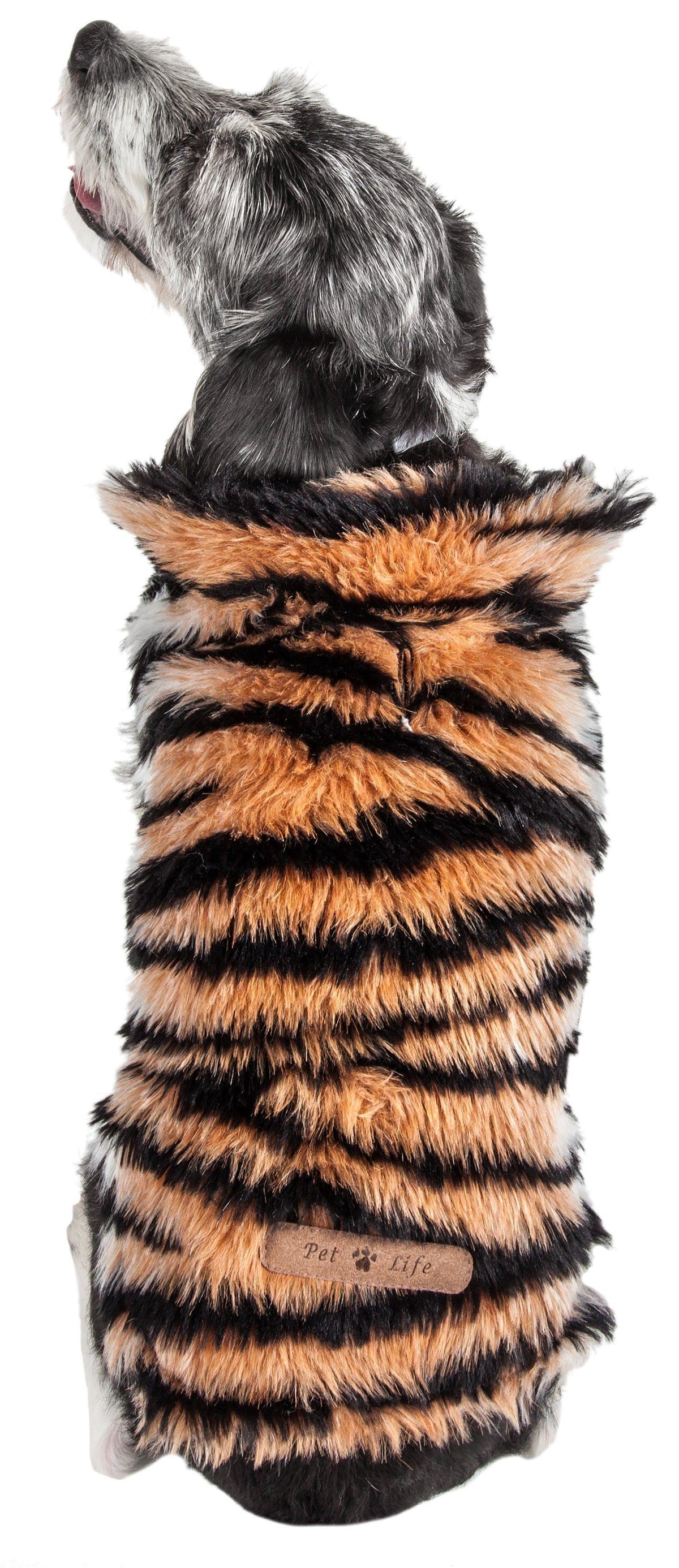 Pet Life Luxe Tigerbone Tiger-Patterned Mink Fashion Fur Dog Jacket