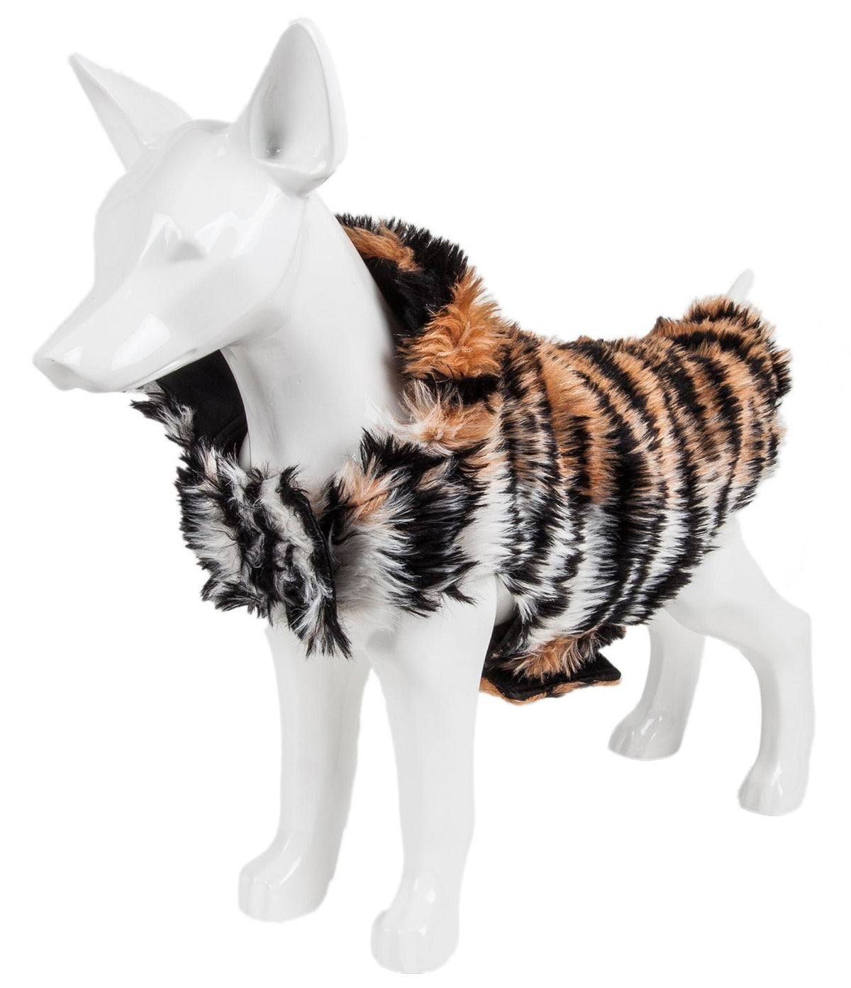Pet Life Luxe Tigerbone Tiger-Patterned Mink Fashion Fur Dog Jacket