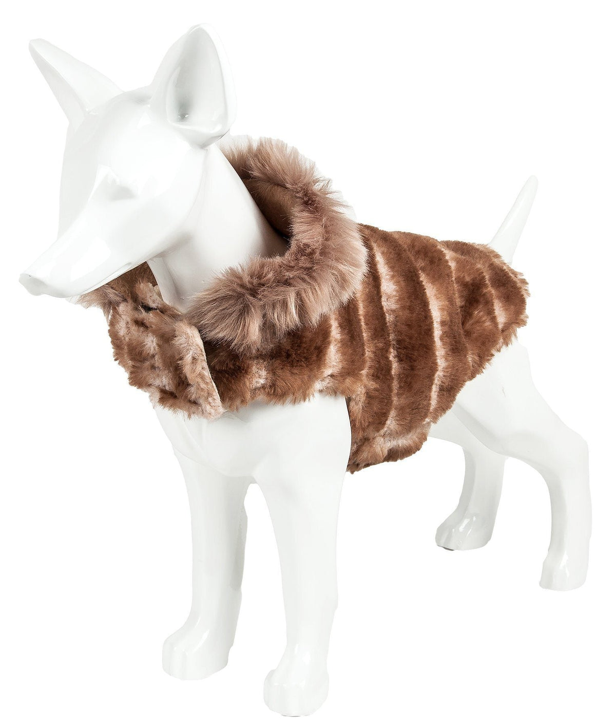 Pet Life Luxe Tira-Poochoo Tiramisu Patterned Mink Fur Designer Dog Jacket