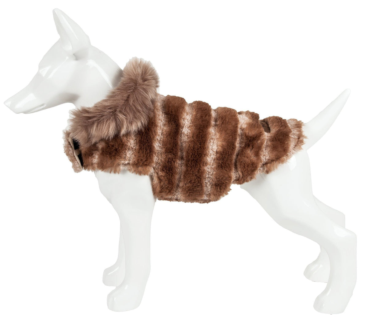 Pet Life Luxe Tira-Poochoo Tiramisu Patterned Mink Fur Designer Dog Jacket