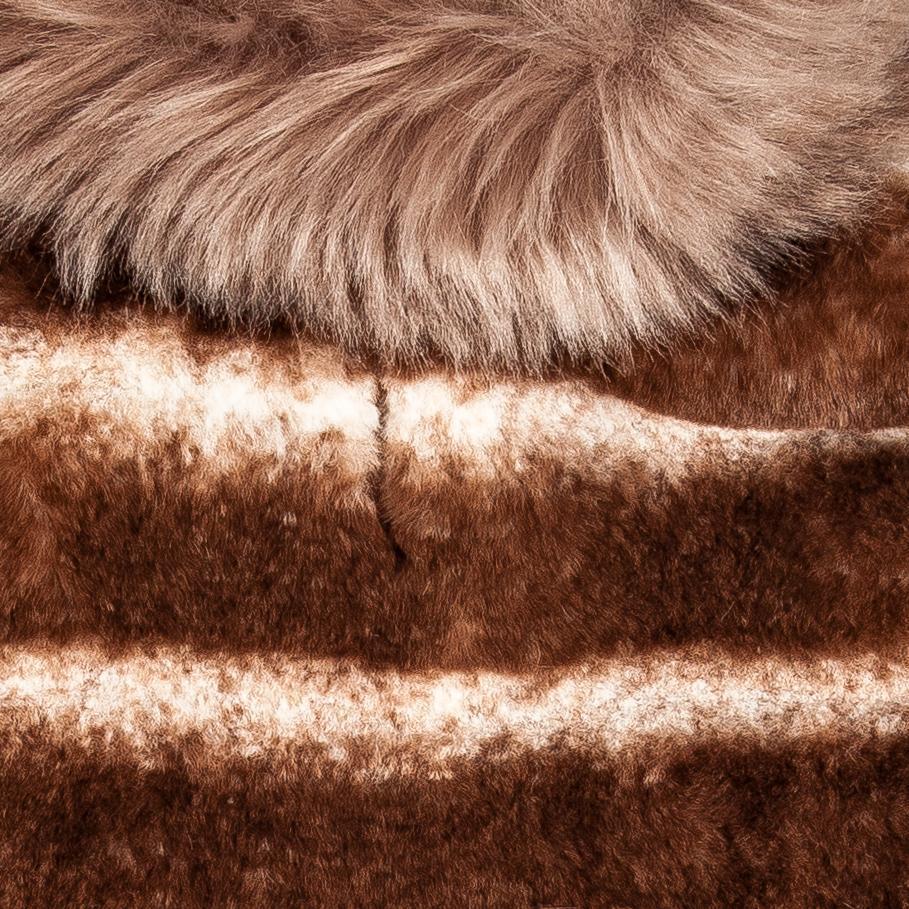 Pet Life Luxe Tira-Poochoo Tiramisu Patterned Mink Fur Designer Dog Jacket