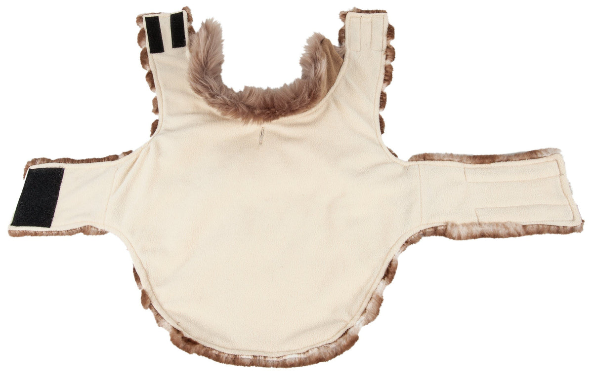 Pet Life Luxe Tira-Poochoo Tiramisu Patterned Mink Fur Designer Dog Jacket