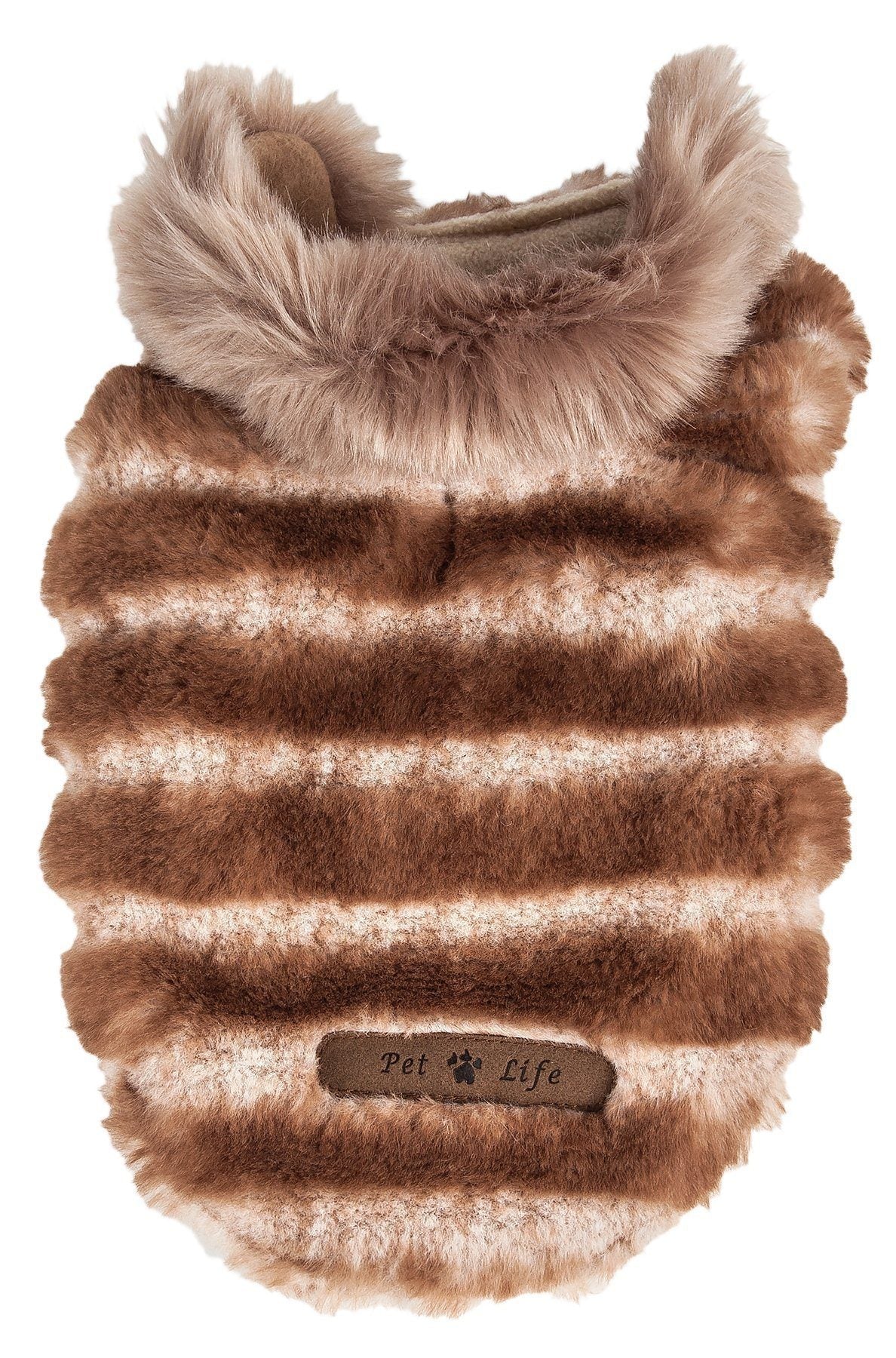Pet Life Luxe Tira-Poochoo Tiramisu Patterned Mink Fur Designer Dog Jacket