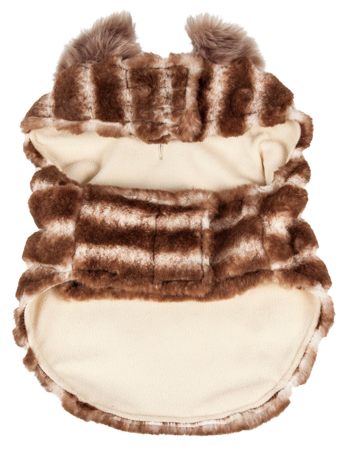 Pet Life Luxe Tira-Poochoo Tiramisu Patterned Mink Fur Designer Dog Jacket
