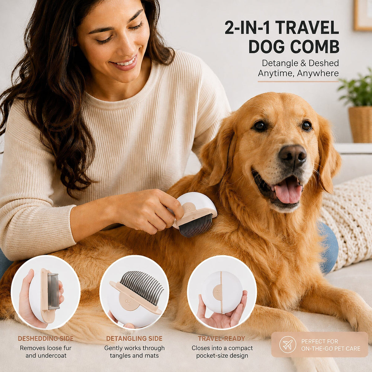 Pet Life LYNX 2-in-1 Travel Connecting Grooming Pet Comb and Deshedder | HT Animal Supply
