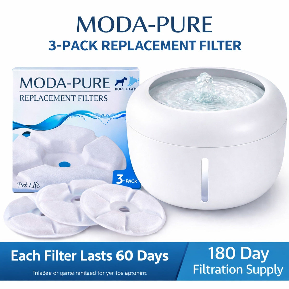 Pet Life Moda-Pure Filtered Dog and Cat Fountain - Replacement Filters - 3 Pack | HT Animal Supply