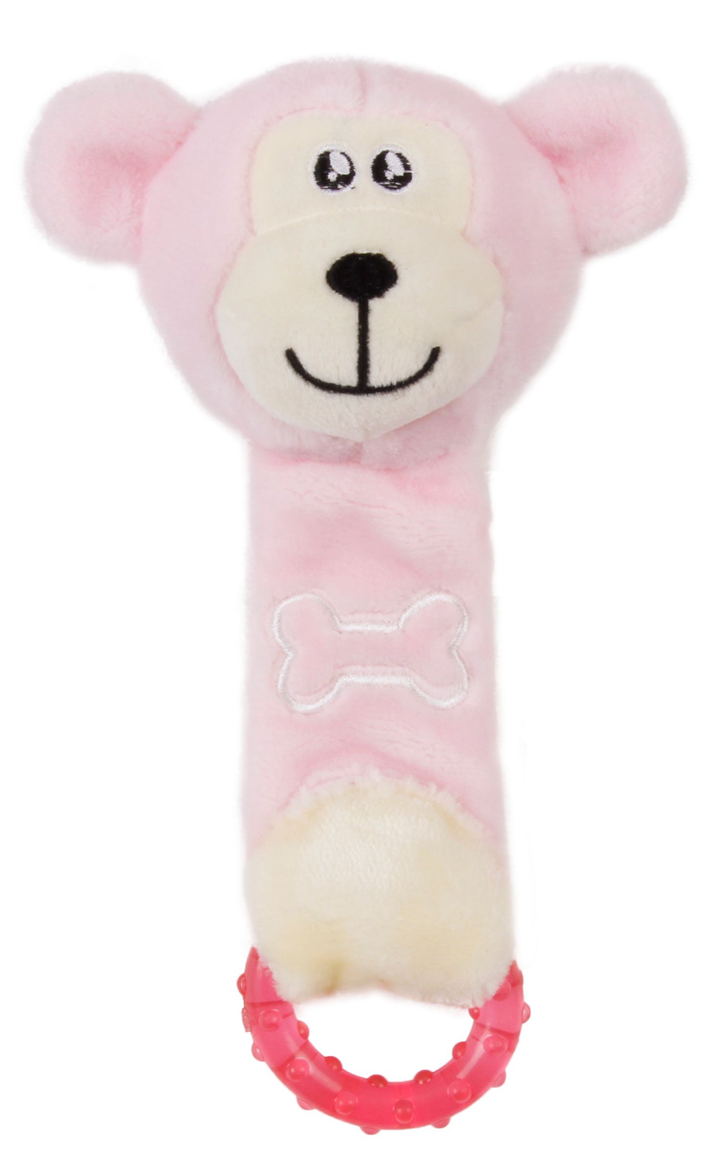 Pet Life Moo-Born Plush Squeaky and Crinkle Newborn Rubber Teething Cat and Dog Toy