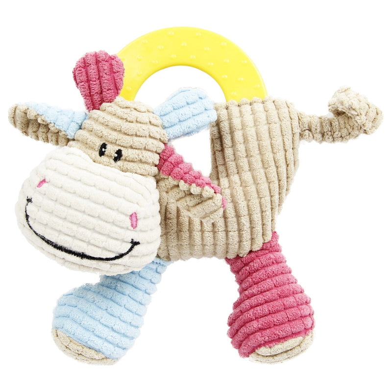 Pet Life Moo-cifier Plush Squeaking and Rubber Teething Newborn Puppy Dog Toy | HT Animal Supply