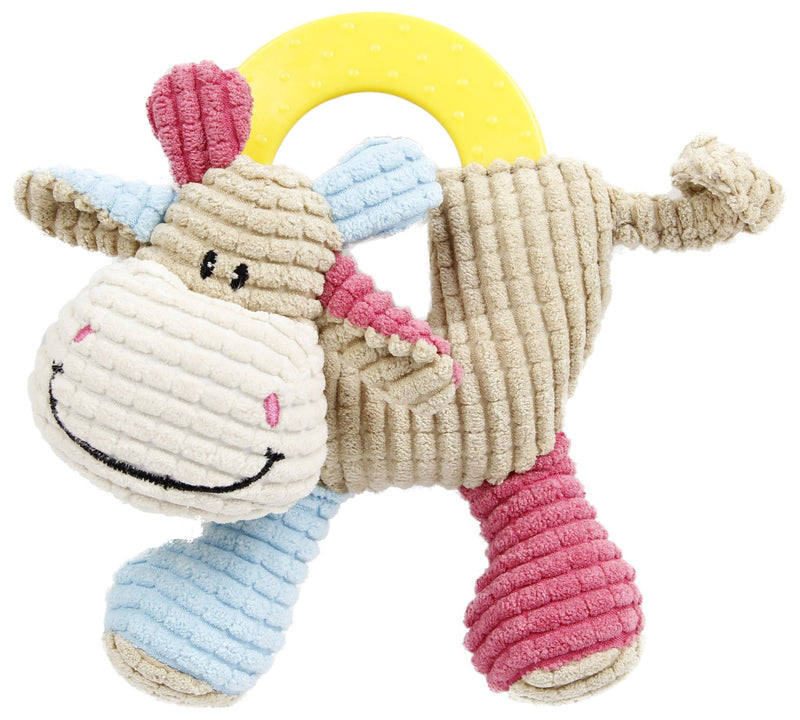 Pet Life Moo-cifier Plush Squeaking and Rubber Teething Newborn Puppy Dog Toy