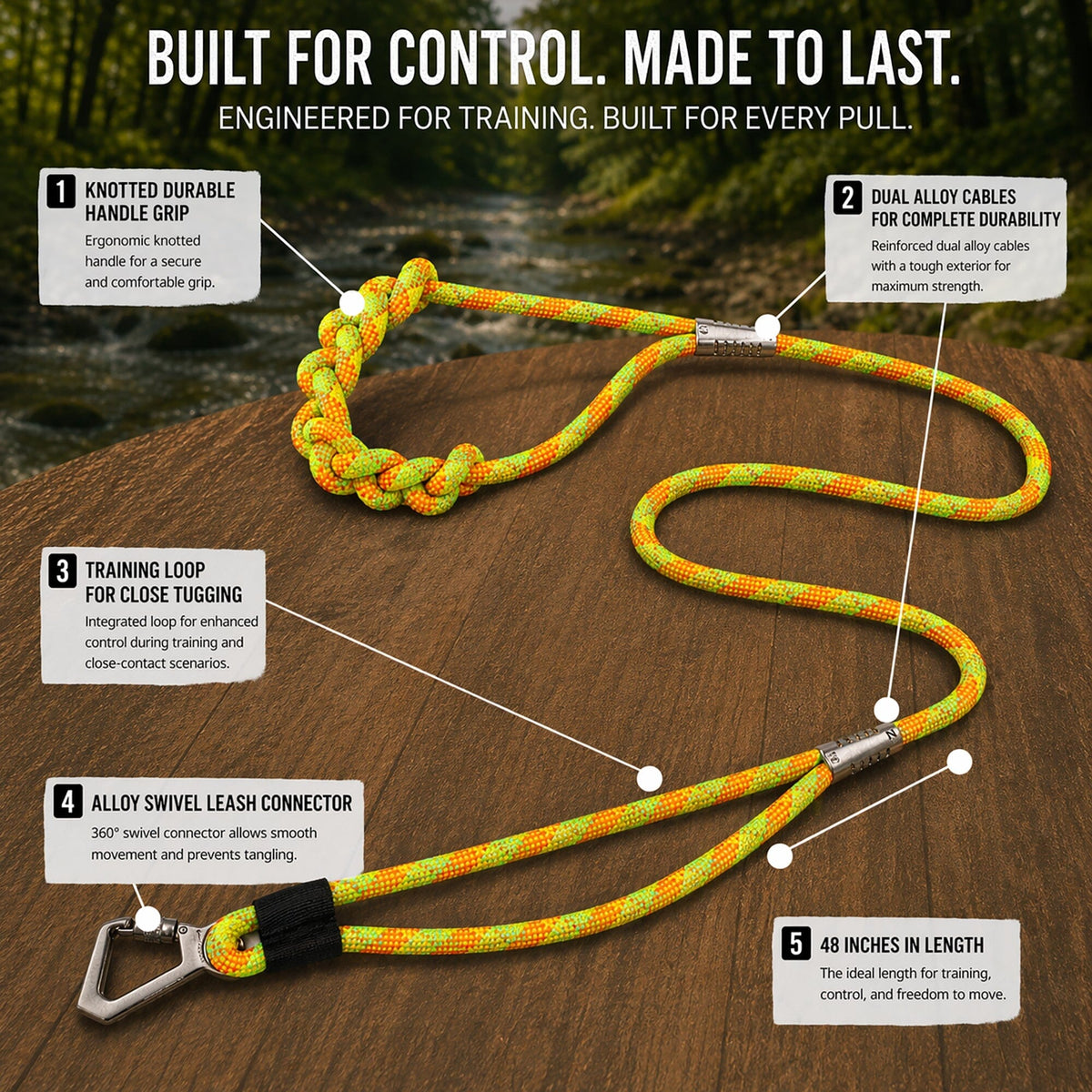 Pet Life Neo-Craft Handmade One-Piece Knot-Gripped Training Dog Leash