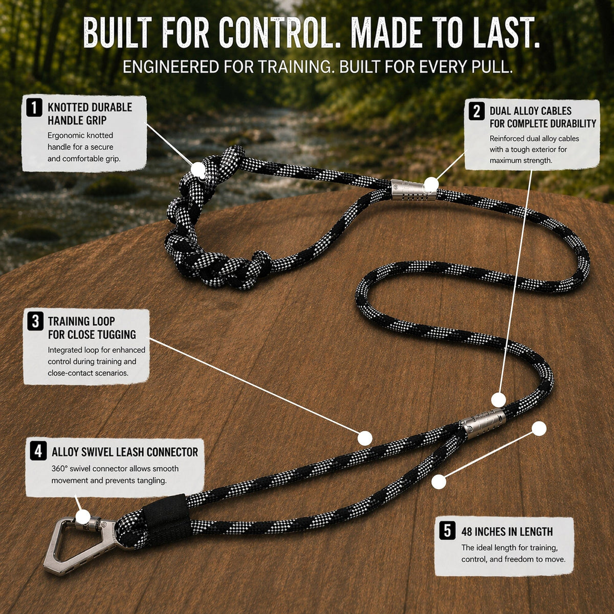 Pet Life Neo-Craft Handmade One-Piece Knot-Gripped Training Dog Leash