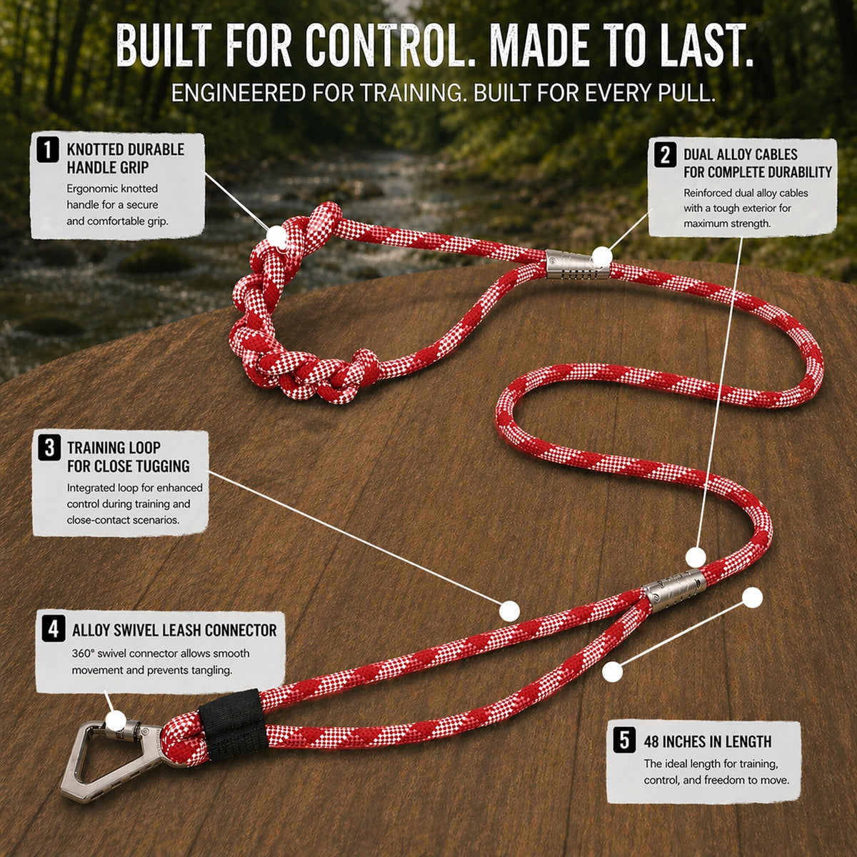 Pet Life Neo-Craft Handmade One-Piece Knot-Gripped Training Dog Leash