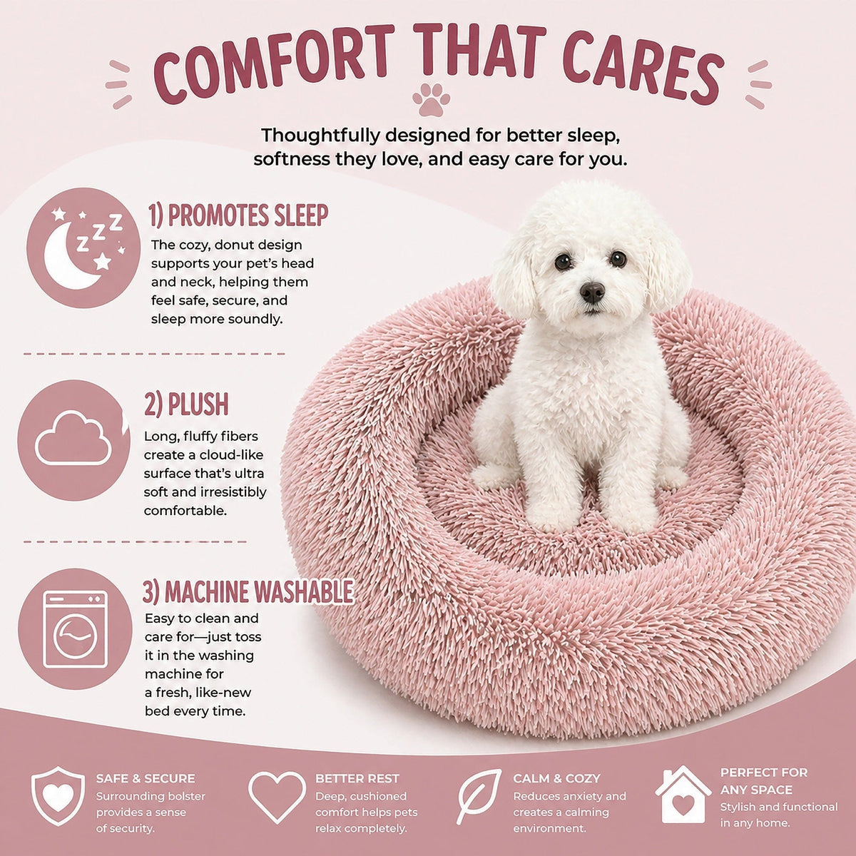 Pet Life Nestler High-Grade Plush and Soft Rounded Pet Bed