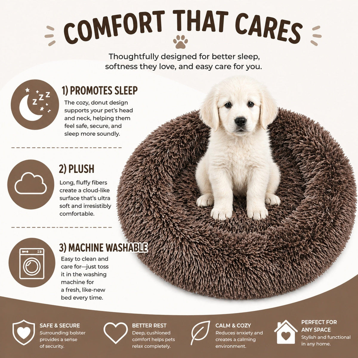 Pet Life Nestler High-Grade Plush and Soft Rounded Pet Bed