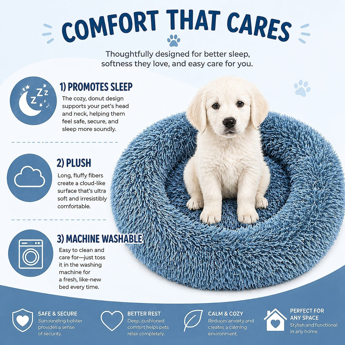 Pet Life Nestler High-Grade Plush and Soft Rounded Pet Bed
