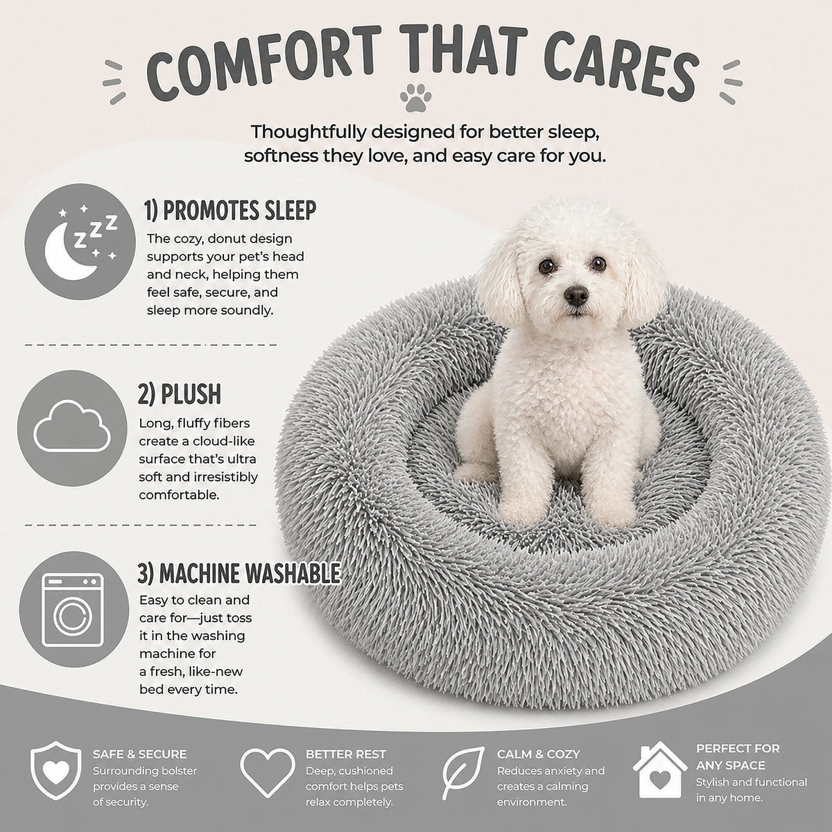 Pet Life Nestler High-Grade Plush and Soft Rounded Pet Bed
