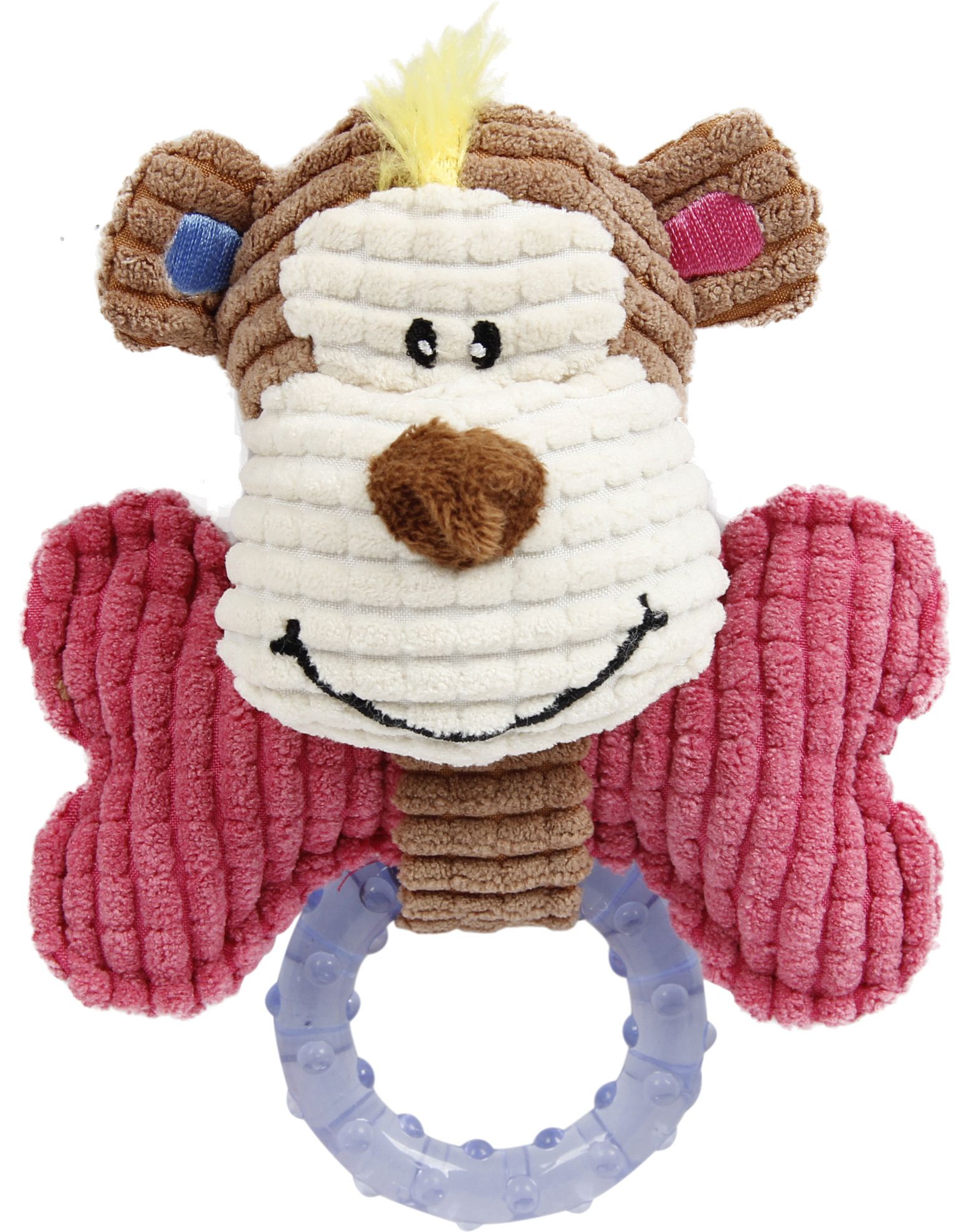Pet Life Paci-Plush Plush Squeaking and Rubber Teething Newborn Puppy Dog Toy