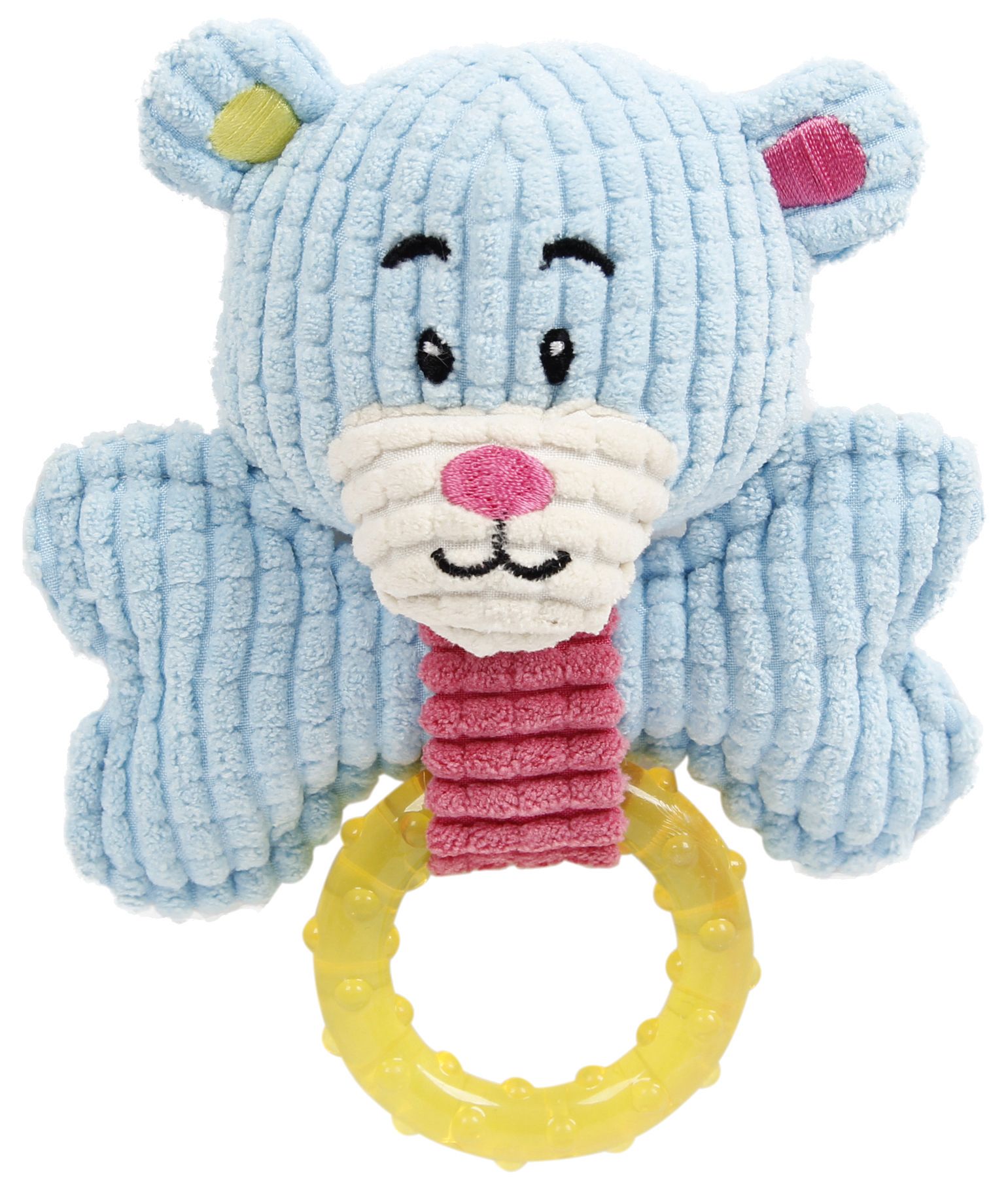 Pet Life Paci-Plush Plush Squeaking and Rubber Teething Newborn Puppy Dog Toy