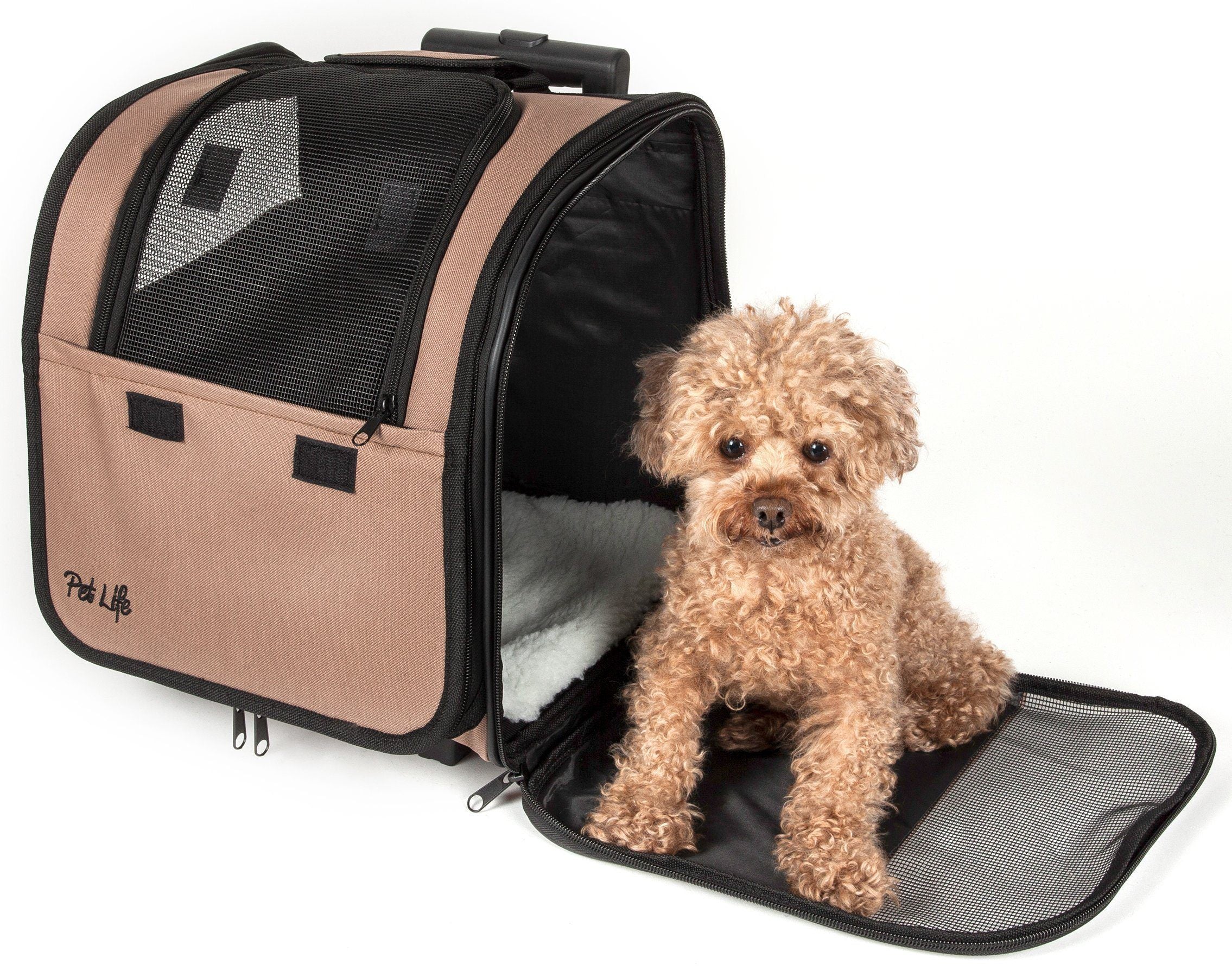 Pet Life ® Pawdon Me   Wheeled Airline Approved Travel Collapsible Pet Dog Carrier