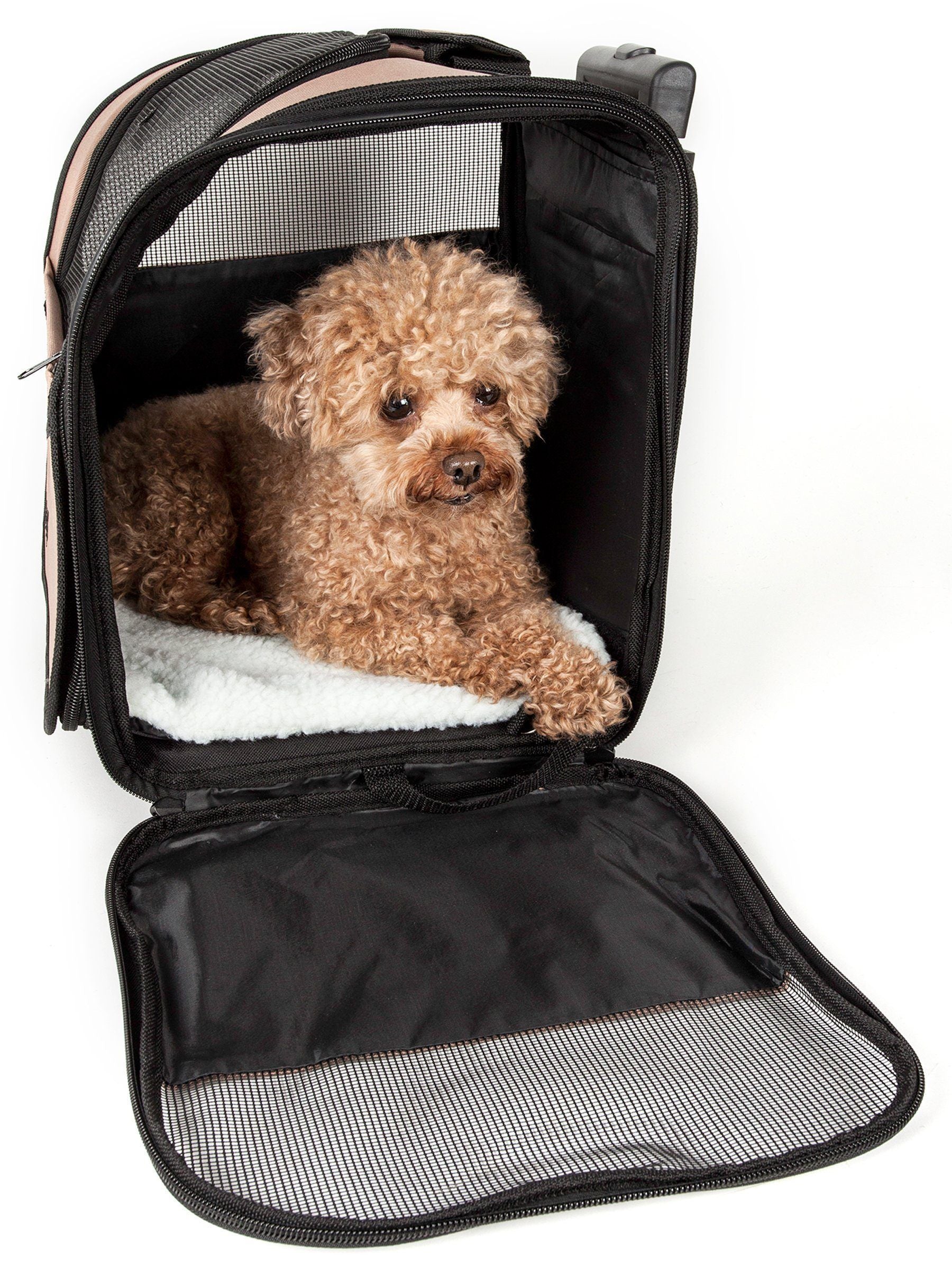 Pet Life ® Pawdon Me   Wheeled Airline Approved Travel Collapsible Pet Dog Carrier