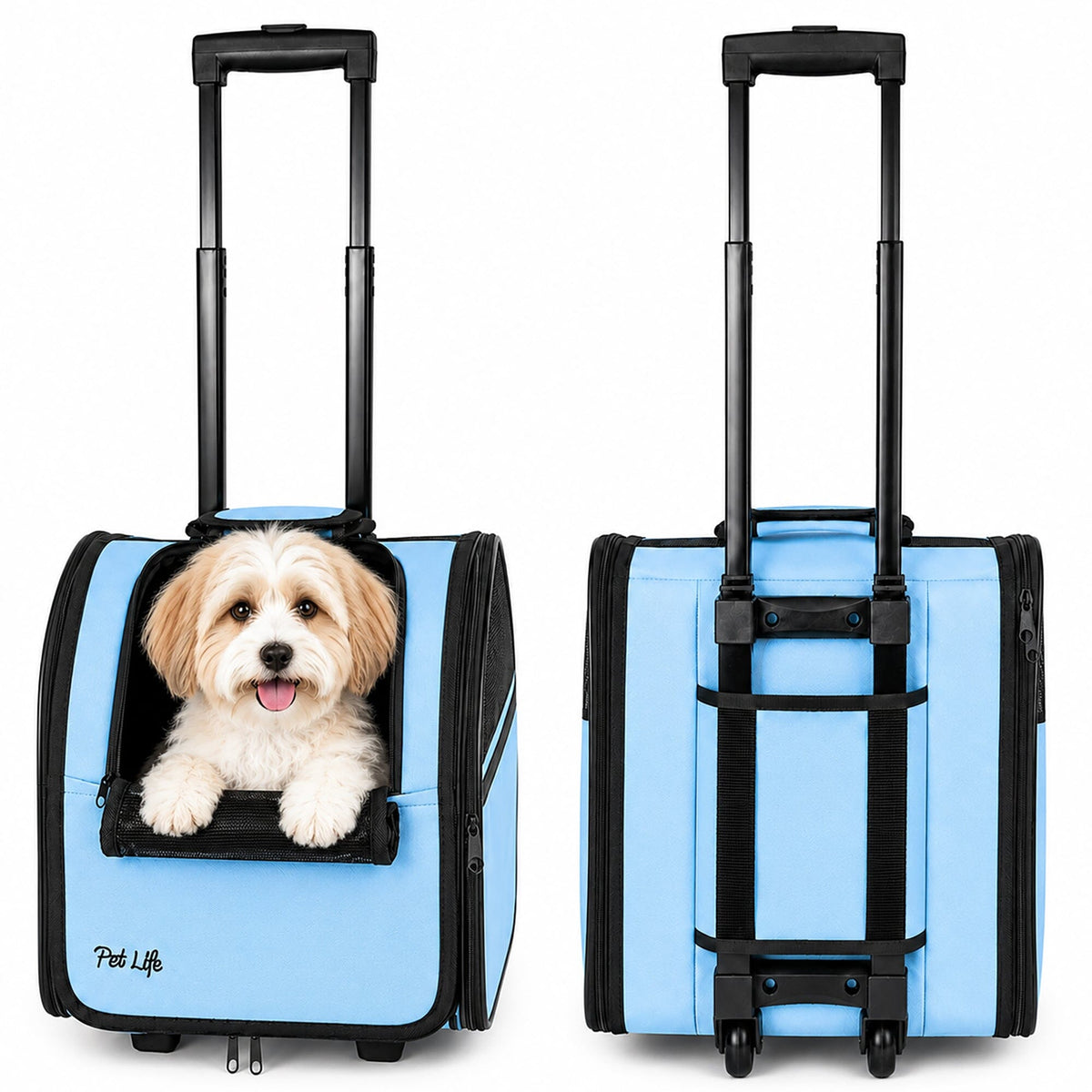Pet Life Pawdon Me Wheeled Airline Approved Travel Collapsible Pet Dog Carrier | HT Animal Supply