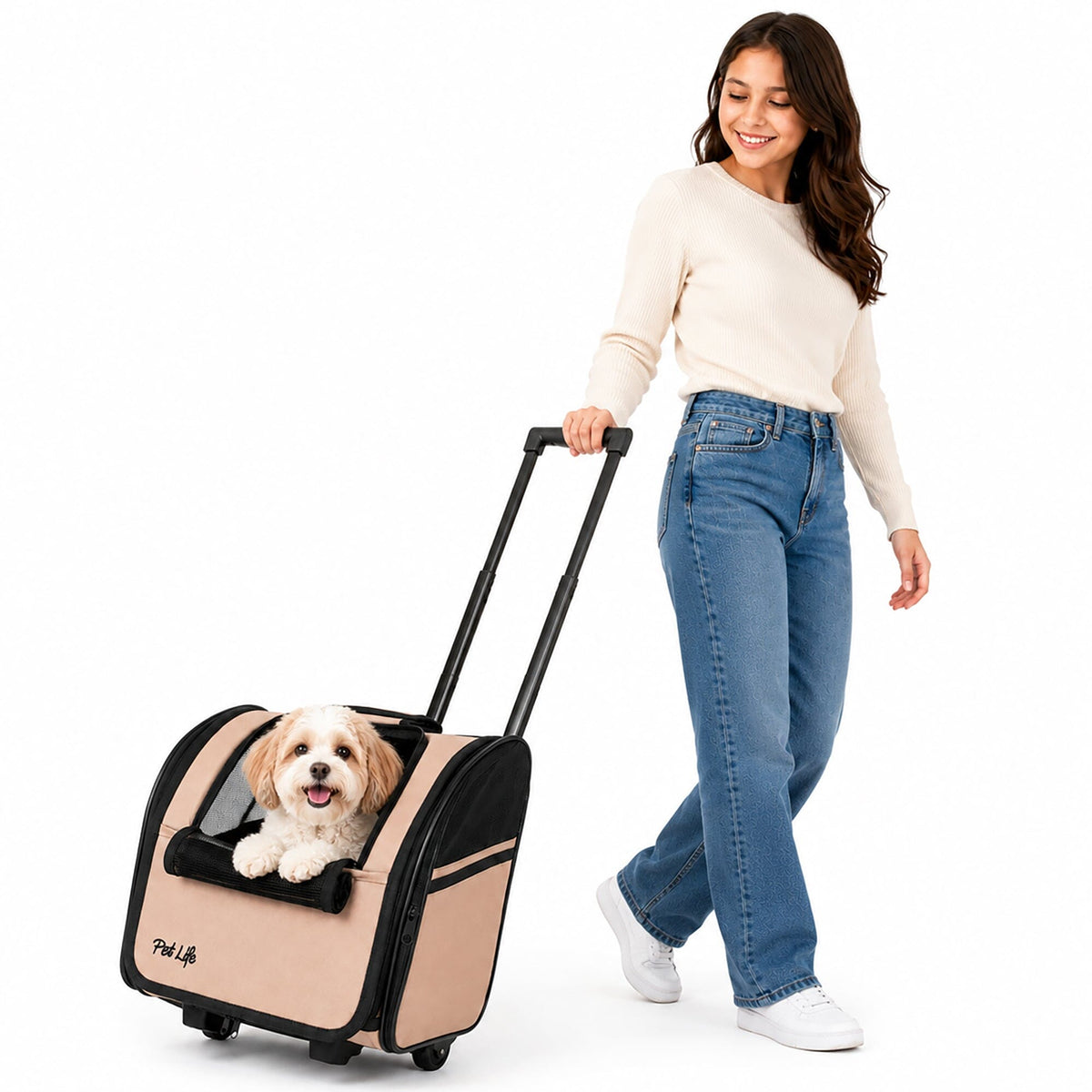 Pet Life Pawdon Me Wheeled Airline Approved Travel Collapsible Pet Dog Carrier | HT Animal Supply