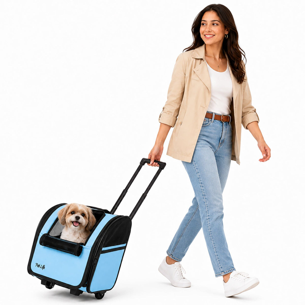 Pet Life Pawdon Me Wheeled Airline Approved Travel Collapsible Pet Dog Carrier | HT Animal Supply