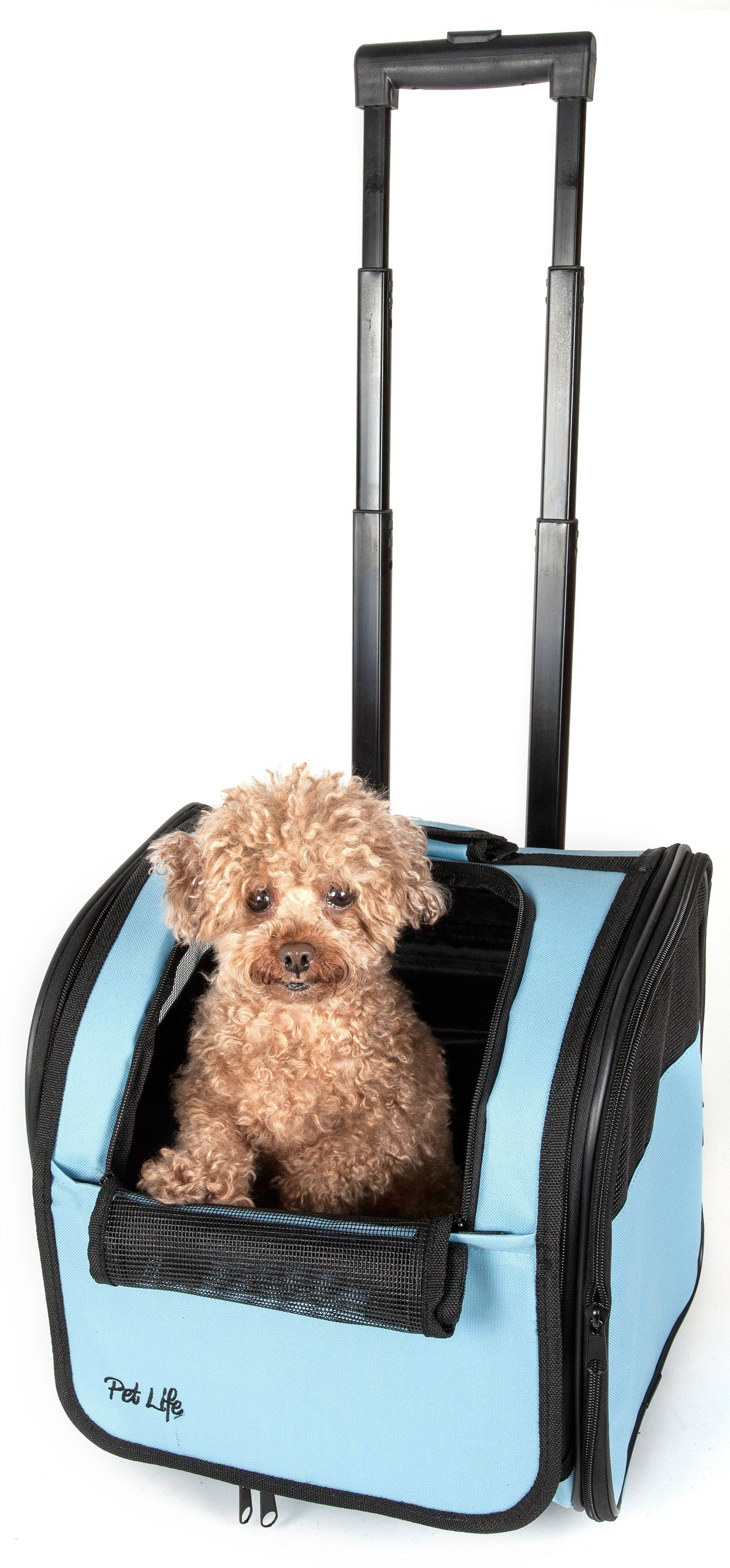 Pet Life Pawdon Me Wheeled Airline Approved Travel Collapsible Pet Dog Carrier