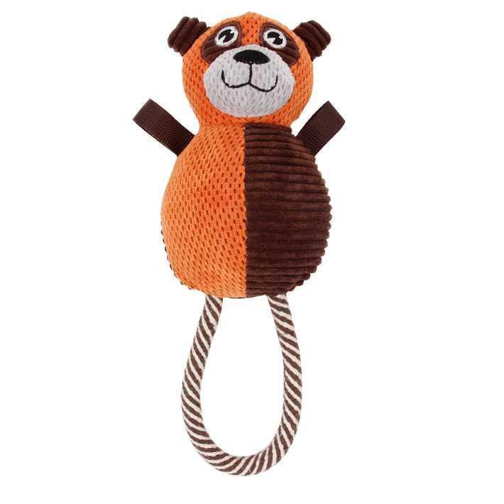 Pet Life Huggabear Natural Jute Squeaking and Tug Plush Dog Toy