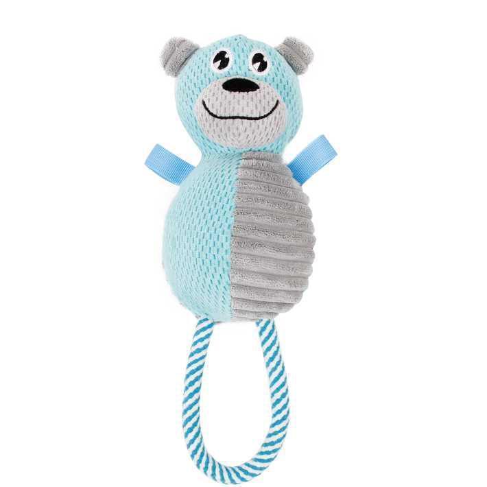 Pet Life Huggabear Natural Jute Squeaking and Tug Plush Dog Toy