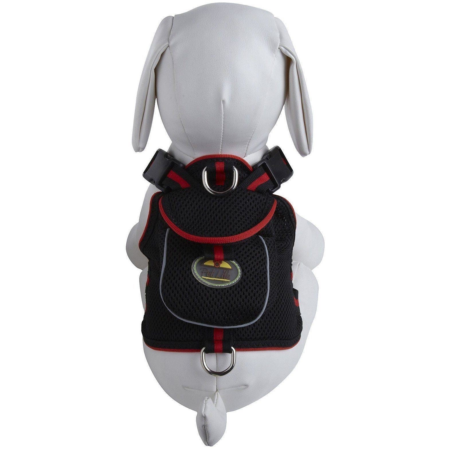 Pet Life Pocket Bark Reflective Adjustable Fashion Pet Dog Harness w/ Hook-and-Loop Pouch and Dual Harness Rings