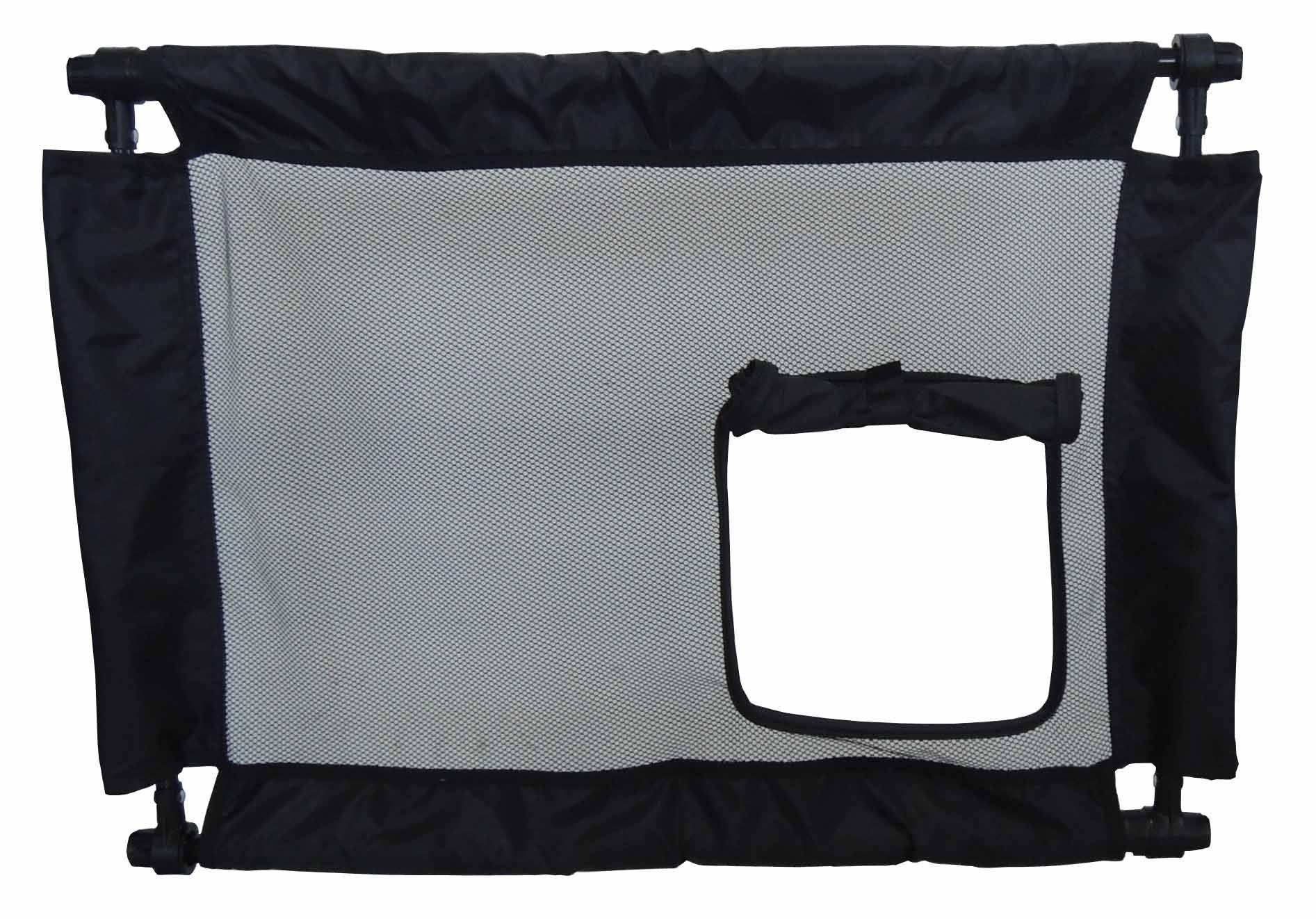 Pet Life Porta Gate Anti-Drilling Nylon Mesh Collapsible Folding Travel Safety Pet Cat Dog Gate w/ Zippered Entrance
