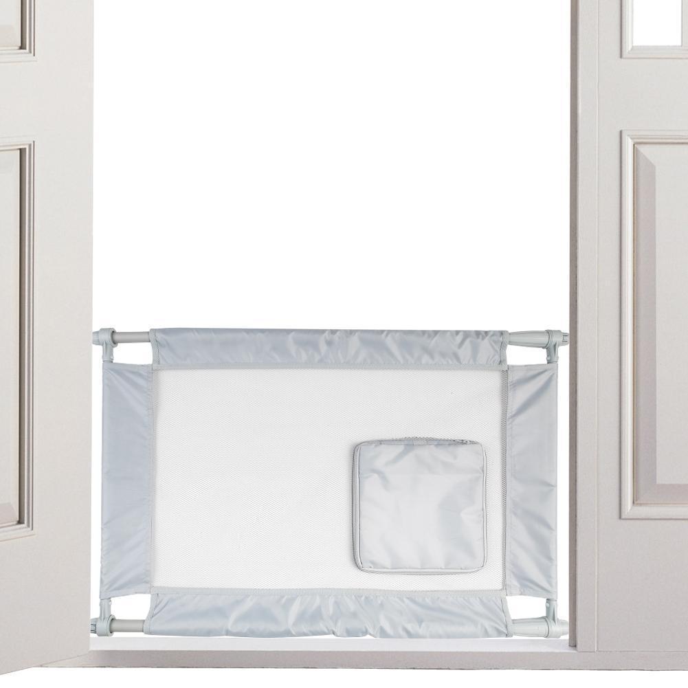 Pet Life ® Porta Gate Anti-Drilling Nylon Mesh Collapsible Folding Travel Safety Pet Cat Dog Gate w/ Zippered Entrance