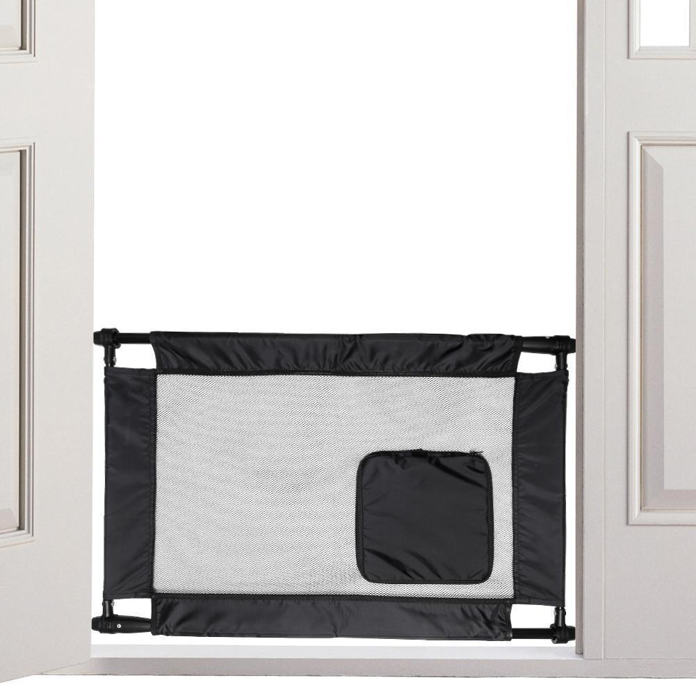 Pet Life Porta Gate Anti-Drilling Nylon Mesh Collapsible Folding Travel Safety Pet Cat Dog Gate w/ Zippered Entrance