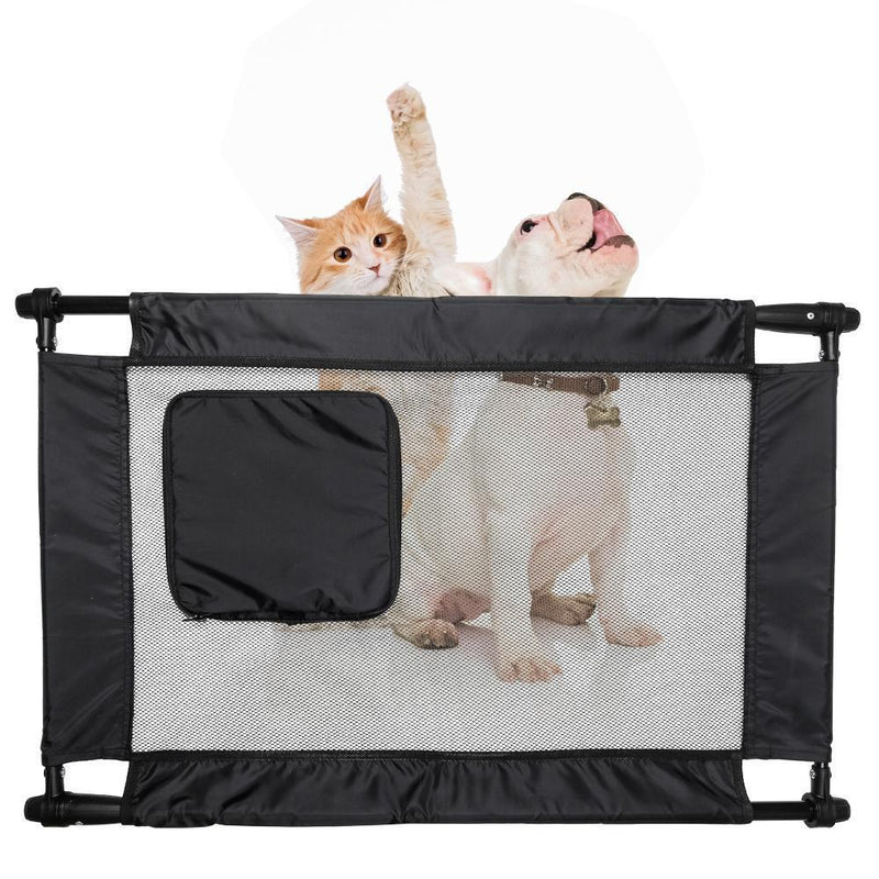 Pet Life Porta Gate Anti-Drilling Nylon Mesh Collapsible Folding Travel Safety Pet Cat Dog Gate w/ Zippered Entrance