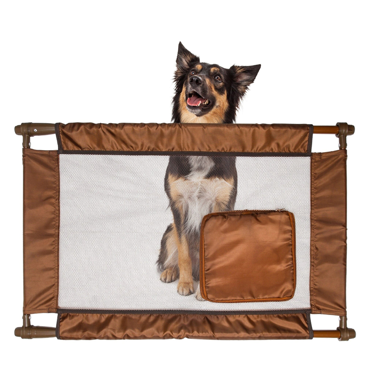 Pet Life Porta Gate Anti-Drilling Nylon Mesh Collapsible Folding Travel Safety Pet Cat Dog Gate w/ Zippered Entrance